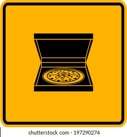 signo de pizza en la caja