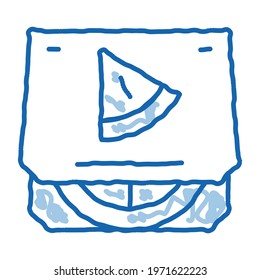 pizza box sketch icon vector. Hand drawn blue doodle line art pizza box sign. isolated symbol illustration