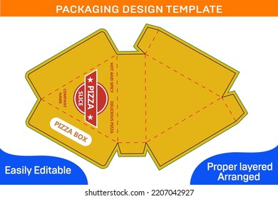 PIZZA BOX TRIANGLE SHAPE PACKAGING DESIGN TEMPLATE