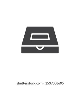 Pizza box vector icon. filled flat sign for mobile concept and web design. Food delivery box glyph icon. Symbol, logo illustration. Vector graphics
