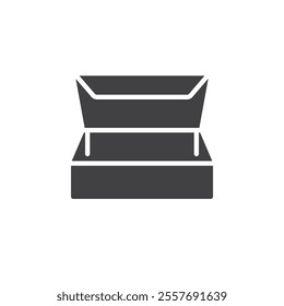 Pizza box vector icon. filled flat sign for mobile concept and web design. Foldable Box glyph icon. Symbol, logo illustration. Vector graphics