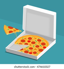 Pizza in Box Vector Illustration