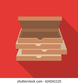 Pizza boxes icon in flat style isolated on white background. Pizza and pizzeria symbol stock vector illustration.