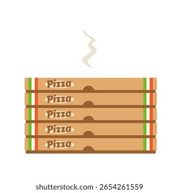 Pizza boxes profile isolated on white background. Pizza cardboard box. Vector stock