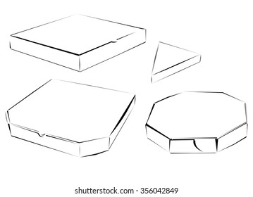 Pizza boxes. Vector isolated images
