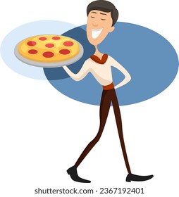 Pizza boy, illustration, vector on a white background.