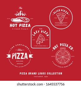 Conjunto de colecciones de logotipos de marcas de pizza