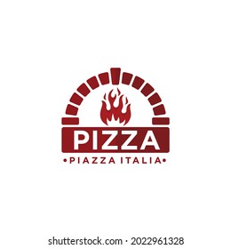 Pizza Brick Oven Vector Illustration. Logo Design. 