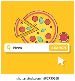 Pizza in Browser Search Bar with Mouse Pointer