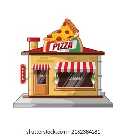 Pizza Building Cartoon Design Flat Illustration Stock Vector (royalty 