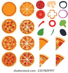 Pizza Bundle icon vector set. Pizza illustration sign collection. fast food symbol. Food logo. pizzeria mark.