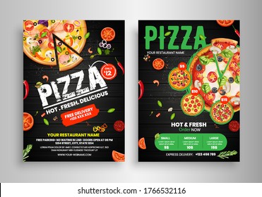 Pizza & burger fast food Flyer poster pamphlet brochure cover design layout background with vector template in A4 size