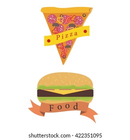 Pizza and burger logo design template.