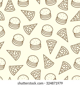 Pizza burgers seamless vector patterns vector pattern