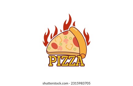 Pizza cafe logo emblem for fast food restaurant