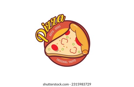 Pizza cafe logo emblem for fast food restaurant