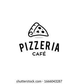 Logo de la cafetería Pizza, icono de pizza, emblema de un restaurante de comida rápida. Logotipo simple de pizza de estilo plano con fondo blanco, fondo blanco aislado