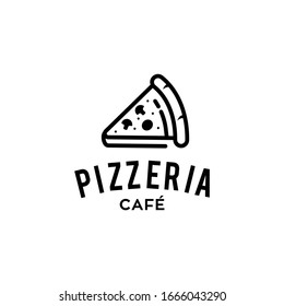 Pizza cafe logo, pizza icon, emblem for fast food restaurant. Simple flat style pizza logo on white background, white isolated background