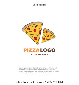 Pizza cafe logo, pizza icon, emblem for fast food restaurant. Simple flat style pizza logo on white background, white isolated background,