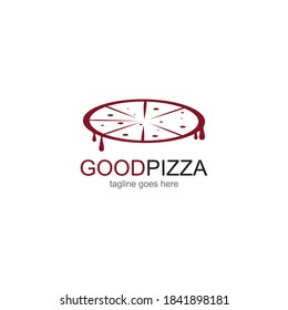 Pizza cafe logo, pizza icon, emblem for fast food restaurant. Simple flat style pizza logo on white background