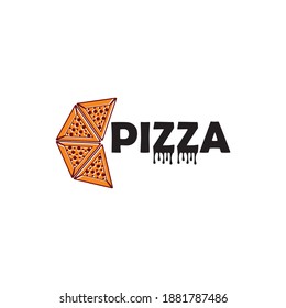 Pizza cafe logo, pizza icon, emblem for fast food restaurant. Simple flat style pizza logo vector
