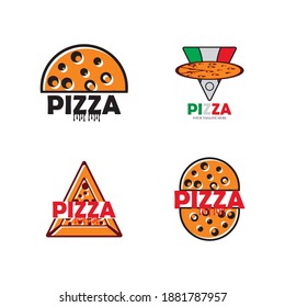 Pizza cafe logo, pizza icon, emblem  food restaurant. Simple flat style pizza logo vector

