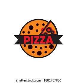 Pizza cafe logo, pizza icon, emblem  food restaurant. Simple flat style pizza logo vector
