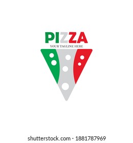 Pizza cafe logo, pizza icon, emblem  food restaurant. Simple flat style pizza logo vector
