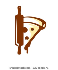 Pizza cafe logo, pizza icon, emblem for fast food restaurant. 