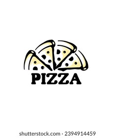 Pizza Café Logo, Pizzasymbol, Emblem für Fast Food Restaurant. weißer isolierter Hintergrund
