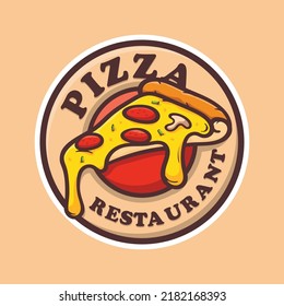 Pizza cafe logo, pizza icon, illustration vector graphic emblem pizza of perfect for fast food restaurant. Simple flat style pizza logo.