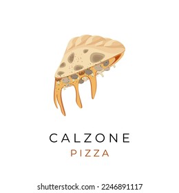 Pizza Calzone Slice Vector Illustration Logo With Melted Cheese