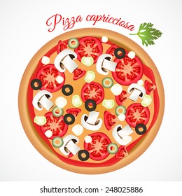 Pizza capricciosa. Vector design