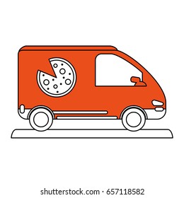 pizza car flat illustration