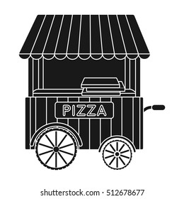 Pizza cart icon in black style isolated on white background. Pizza and pizzeria symbol stock vector illustration.