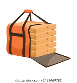 Pizza in Carton Box Package as Food Delivery Service Vector Illustration