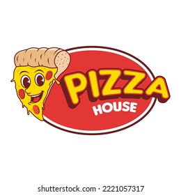 Pizza Cartoon Character. Pizza Mascot Vector Illustration. Food Mascot Isolated