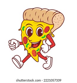 Pizza Cartoon Character. Pizza mascot vector Illustration. Food mascot isolated