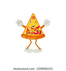 Pizza Cartoon Character, modern vector template set of mascot illustrations. Food Object Icon Concept Isolated Premium Vector.
