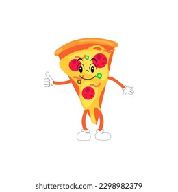 Pizza Cartoon Character, modern vector template set of mascot illustrations. Food Object Icon Concept Isolated Premium Vector.