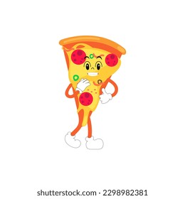 Pizza Cartoon Character, modern vector template set of mascot illustrations. Food Object Icon Concept Isolated Premium Vector.