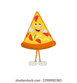 Pizza Cartoon Character, modern vector template set of mascot illustrations. Food Object Icon Concept Isolated Premium Vector.