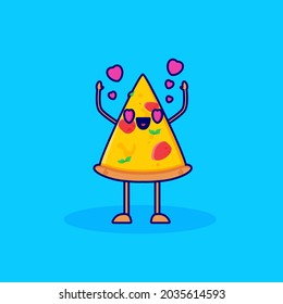 pizza cartoon character vector in love