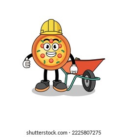 pizza cartoon as a contractor , character design