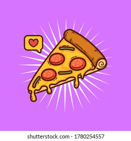 Pizza cartoon doodle vector illustration