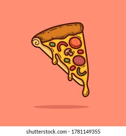 Pizza cartoon doodle vector illustration
