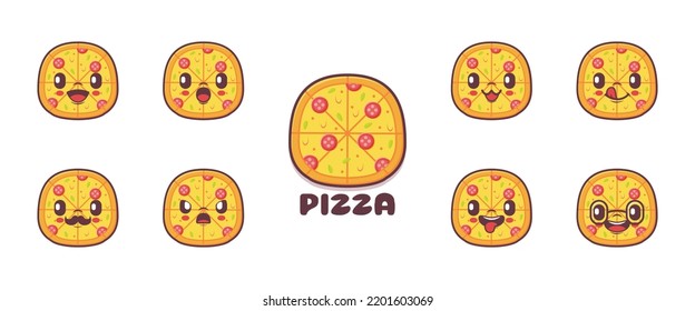 Pizza cartoon. fast food vector illustration. icon, expression.