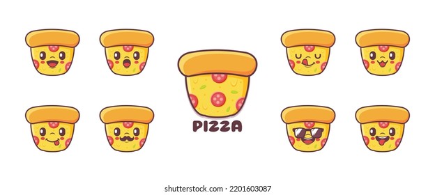 Pizza cartoon. fast food vector illustration. icon, expression.