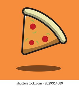 pizza cartoon flat illustration, Icon Concept Isolated Premium Vector. Flat Cartoon Style