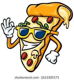 Pizza Cartoon Fun Mascot Illustration Vector